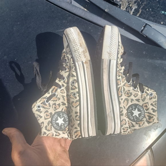 Leopard converse shoes sz 2 - Picture 6 of 11